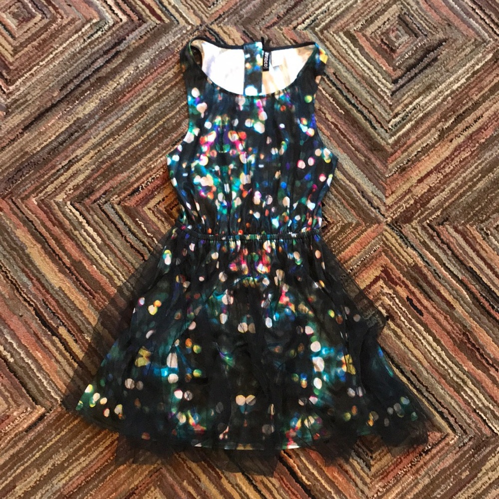 H&M polka dot mini dress with tulle overlay